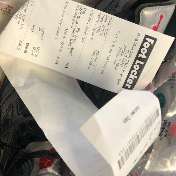 air jordan 1 off white receipt